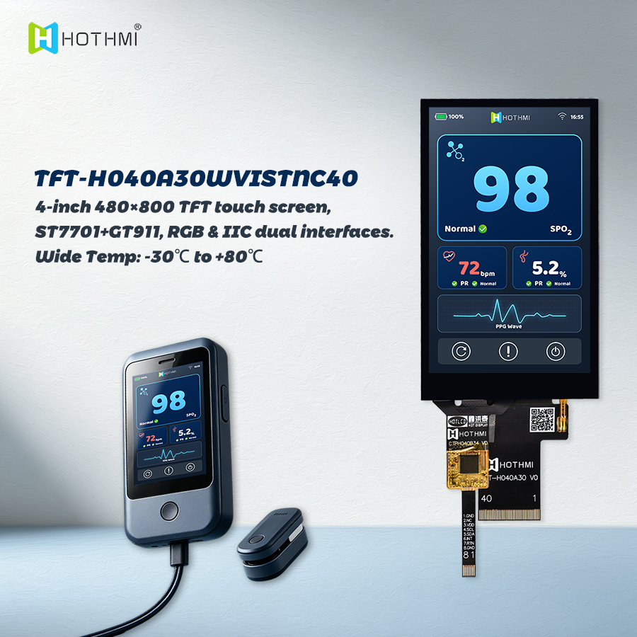 4.0 Inch 480x800 Transflective TFT Display With Touchscreen ST7701 Sunlight Readable LCD Module